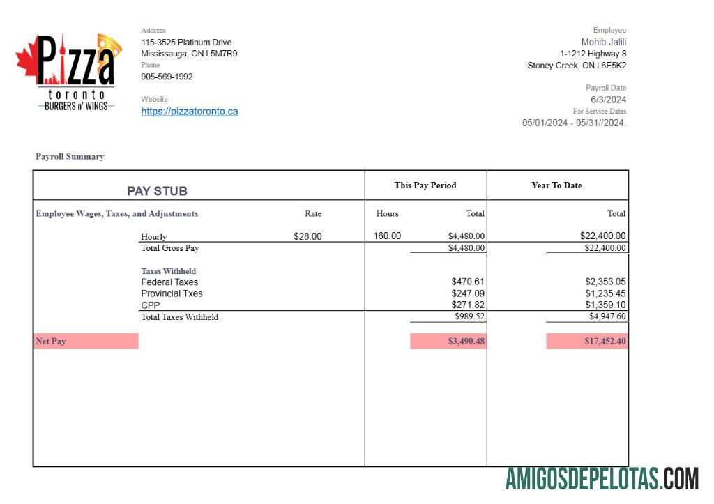 Imprimível Modelo de recibo de pagamento da Pizza Toronto em formatos Word e PDF.pdf, 1